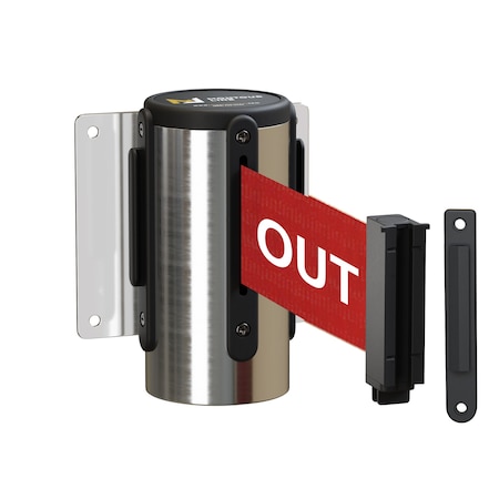 Montour Line Retr Belt Barrier Wall Mt PSS Fxd 8.5' Red "DANGER - KEEP OUT" WT WM115-PS-DANGERW-F-S-85